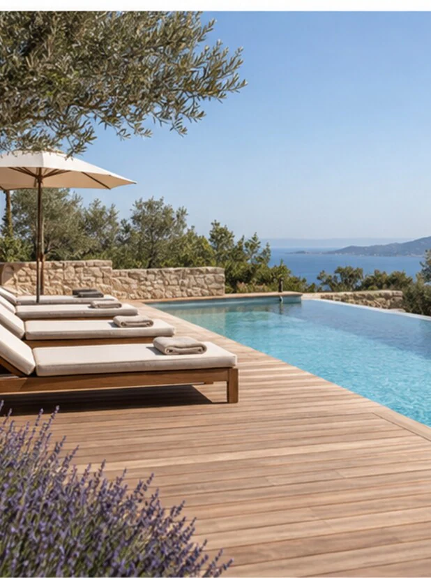 Réalisation Écorive Extérieurs avec terrasse et piscine