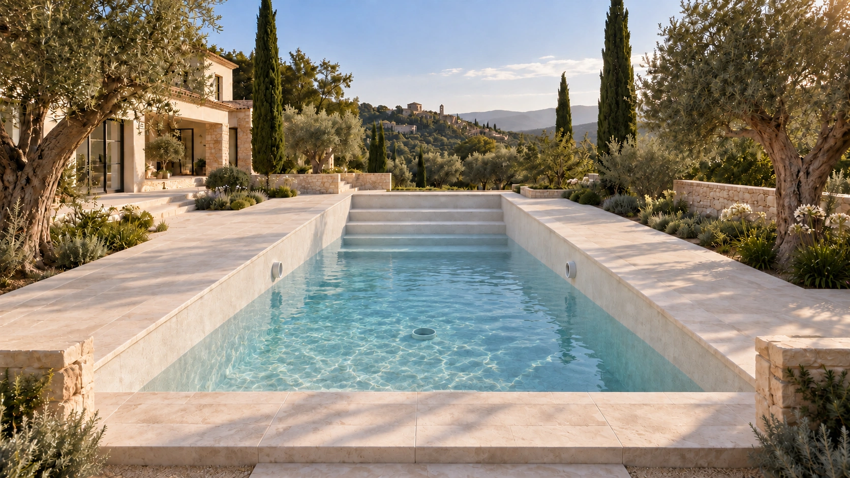 Première mise en eau de la piscine