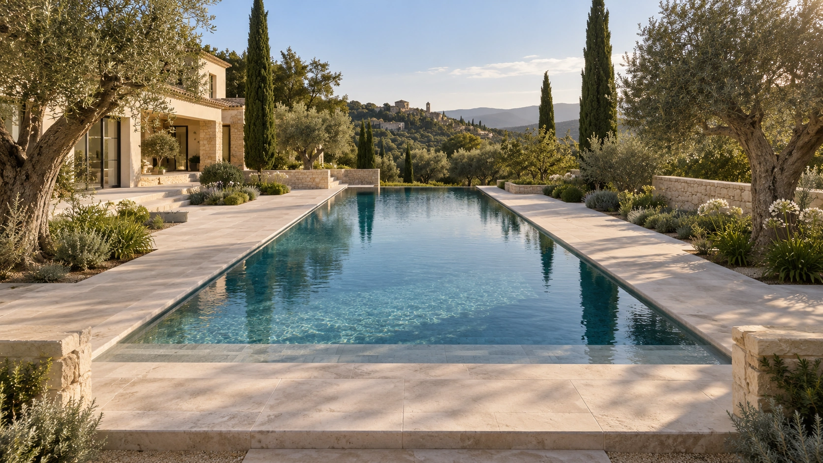 Piscine terminée dans son paysage